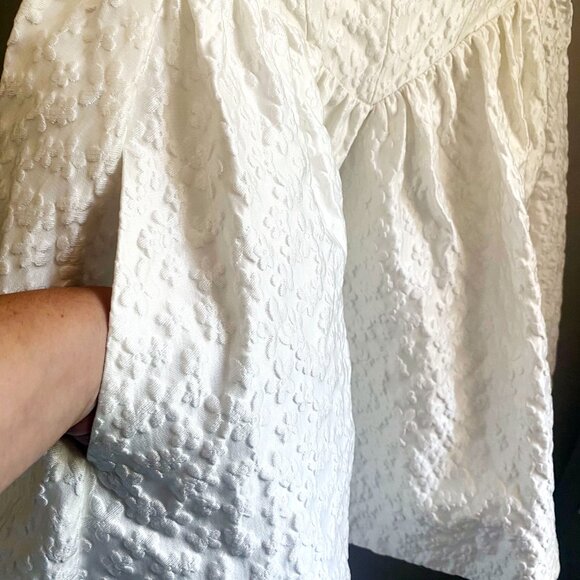 Revolve NWOT Amanda Uprichard White Satin Jacquard Mabel Fit + Flare Dress - Picture 10 of 11